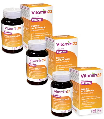 VITAMIN'22 - Specific Femme - A base de 14 vitamines et minéraux - Action fortifiante et anti-fatigue - Fabriqué en France - Cure de 90 jours - Lot de 3
