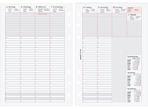 BIND B250823 Kalendereinlage für Wochenkalender A5, Timer Einlage für Kalender Jahr 2023, 1 Woche / 2 Seiten, Terminkalender mit System, Kalendarium für bind Systemplaner und Standard Timeplaner
