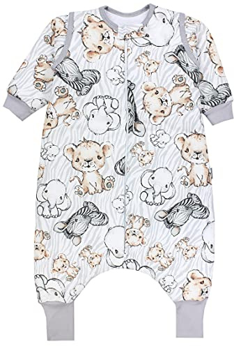 TupTam Baby Schlafsack mit Beinen und Ärmeln OEKO-TEX zertifizierte Materialien, Winterschlafsack 2,5 TOG Unisex, Farbe: Safari, Größe: 104-110