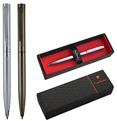 Pierre Cardin® RENEE Kugelschreiber mit Gravur | Premium Stift Etui | blaue Mine | edel | personalisiertes Geschenk | Namen | graviert | Jahrestag | Geburtstag (Gunmetal)