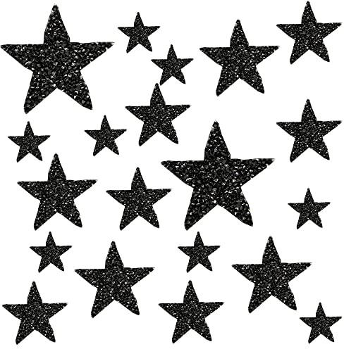 DHER Toppe da Stirare a Stella - 20 Pezzi Pentagramma Iron-On Patch per Scarpe, Cappelli, Tessuto, Borse e Abbigliamento (Nero)