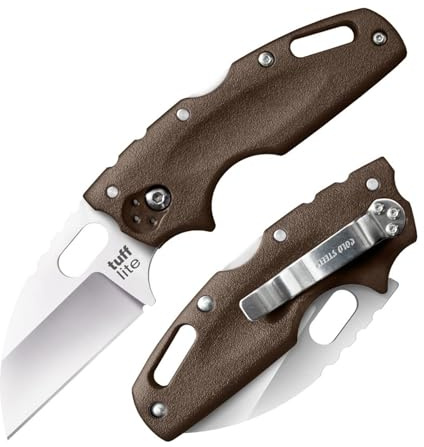 COLD STEEL Tuff Lite 2.5 AUS8A Sheepsfoot Razor-Sharp Plain Blade 3.5 Griv-Ex FDE Handle Pocket Folding Knife, Blister Pack
