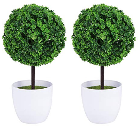 BESPORTBLE Künstliche Buchsbaumkugel 2 Stück Bonsai Mit Topf Dekorative Pflanzkugeln Für Wohnzimmer Büro Fensterbank Couchtisch Zuhause Und Gemeinschaftsräume