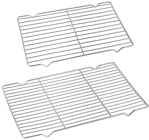 CUESVAP Rejilla Horno 2 Tamaños, 39,8 × 27,2 cm &31 × 20 cm, Rejilla para Enfriar repostería y Hornear de Acero Inoxidabl