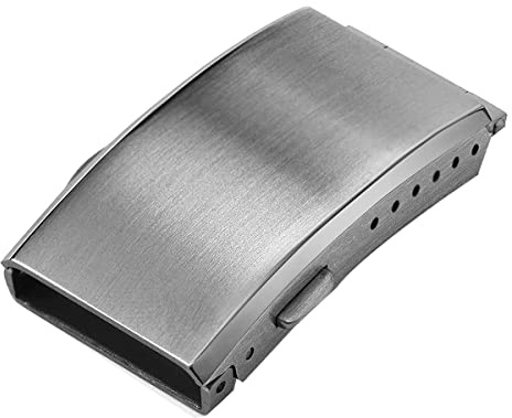 NISHZHU Fibbia pieghevole con chiusura di sicurezza fresata, fibbia in acciaio , 18 mm, Colore acciaio., 18Mm