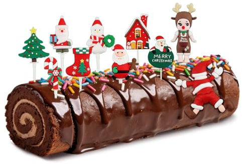 badaren Decoracion Tartas Navideñas 10 Piezas Navidad Cupcake Toppers,Toppers Cupcakes de Navidad Adornos para Tartas, Decoracion Tarta Fiestas (A)