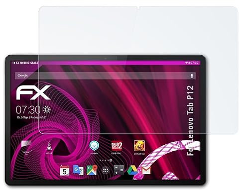 atFoliX Glasfolie kompatibel mit Lenovo Tab P12 Panzerfolie, 9H Hybrid-Glass FX Schutzpanzer Folie