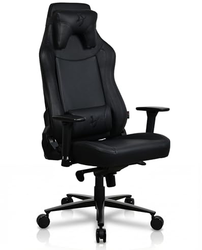 Arozzi Vernazza Gamingstuhl XL - Ergonomischer Gaming Stuhl aus Soft PU mit Verstellbarer Höhe, großzügigem Sitz & Rückenlehne sowie Unterstützungskissen für Home Office, Rein Schwarz