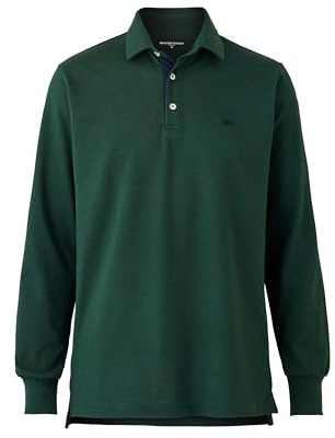 Men's 100% Cotton Pique Polo Shirt, Dark Green, XXL