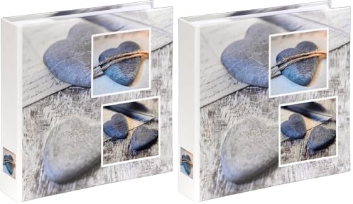 Hama Einsteckalbum Cantania (Fotoalbum für 200 Fotos im Format 10x15 cm, Album zum Einstecken, Fotobuch, Photoalbum) grau (Packung mit 2)