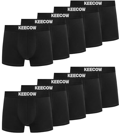 Bobelle Mens Boxers Shorts Multipack, No Itchy Labels Cotton Comfortable Underwear Trunks Underpants with Elastic Waistband - 10 Pack, Black, M