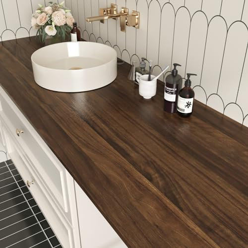 Yullpaper Carta da parati autoadesiva in vinile effetto legno marrone, 40 cm x 800 cm, rivestimento per piano di lavoro della cucina, retro adesivo per armadi, tavoli, pannelli in vinile per pareti