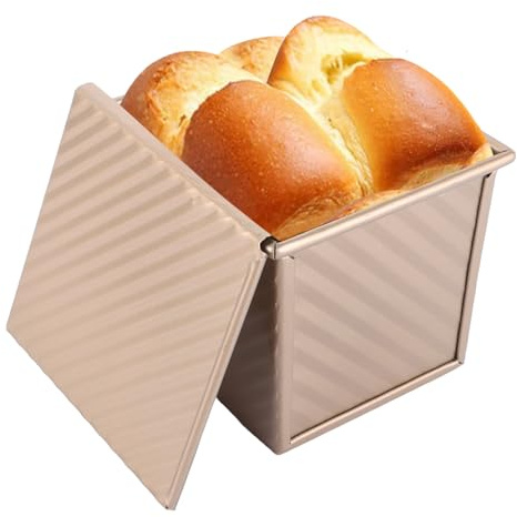 ZOFUN Brotbackform mit Deckel Toastbrot Brotbackformen Toastbrotform mit deckel, 10x10x9.7CM Antihaft Brotform Kastenform mit Belüftungslöchern Kaiser Brot Toastform für Laibe Kuchen Gebäck 0.5lb-250g
