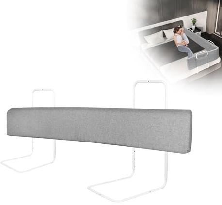 TATIVALO Bettgitter Rausfallschutz, Rausfallschutz Kinderbett Bett Bettumrandung Bettkantenschutz 40-60 cm Höhenverstellbar, Kinderbettgitter für Familienbett und Kinderbett, Leinengrau 150cm