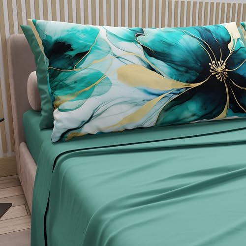 PETTI Artigiani Italiani - Lenzuola in Cotone con Federe in Stampa Digitale, Lenzuola Letto Singolo, Completo Letto Singolo, Marble Flower 09, 100% Made in Italy