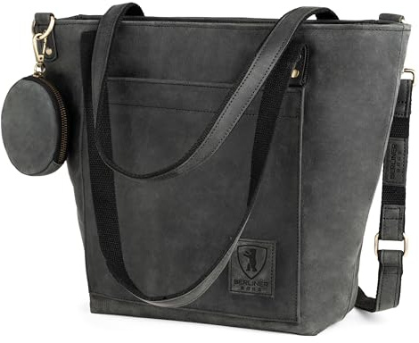 Berliner Bags Schultertasche Verona, Shopper aus Leder | Große Henkeltasche & Umhängetasche aus Echtleder für Damen, YKK-Reißverschluss & verstellbarer Schulterriemen