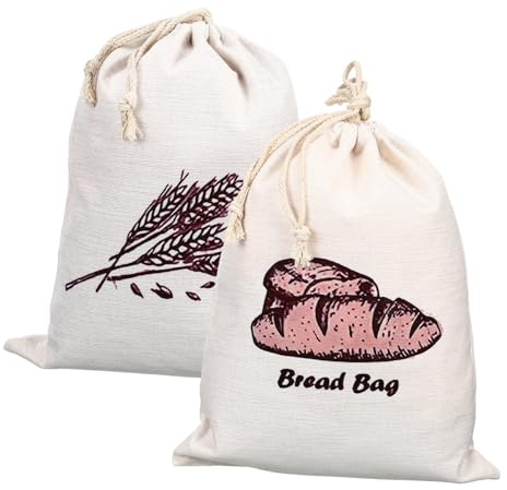 BEBEMOKO 2pezzi Borse Per Pane Lino Da Sacchetti Riutilizzabili Con Coulisse Per Pane Fatta Casa Per Conservare Sourdough E Prodotti Da Forno