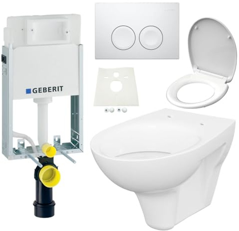 Geberit Kombifix UP100 mit Wand WC zum einmauern Delta 21 Drückerplatte Sitz mit SoftClose Set