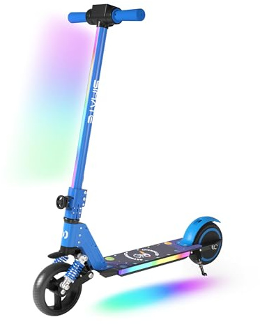 E-RIDES Elektroroller Kinder ab 6-12 Jahren,E Scooter mit Bunter Regenbogenlicht,5-8KM Reichweite,Faltbarer Elektro Scooter Kinder,130W Elektroscooter, Jugendliche