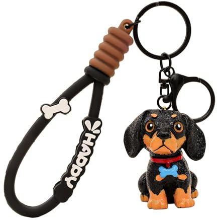 Dackel Schlüsselanhänger,Hunde Schlüsselanhänger - Taschenanhänger Hund Schlüsselanhänger,Auto-Schlüsselanhänger, süßer Schlüsselanhänger, Dackel-Anhänger aus Kunstharz, Schlüsselanhänger-Anhänger für