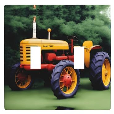 YYHWHJDE Plaque murale à double interrupteur durable résistante à la chaleur pour zones résidentielles et commerciales, impression de tracteurs agricoles d'entreprise