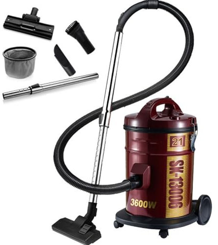Aspiradora en Seco y Húmedo de 3600 W, Aspiradora Inalámbrica de Mano con Gran Capacidad de 21 L y 4 Ruedas, Limpiador de Alfombras con Cable para Uso Doméstico, Piso, Lechada, Azulejos, Sofá