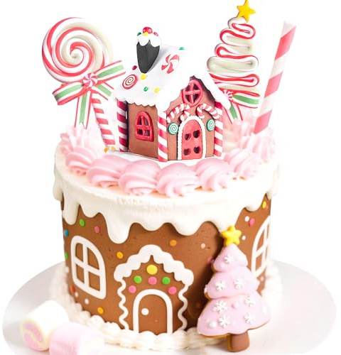 Christmas Gingerbread Man Cake Decor Figure Toppers Gingerbread Picks | for Merry Christmas Baby Shower Birthday Party Cake Decorations Supplies