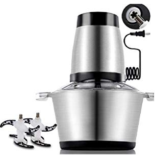 Picadora eléctrica de carne, mini procesador de alimentos, picadora de acero inoxidable de 200 W para carne, verduras y frutas
