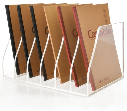 AIMOLLY Acryl Stehsammler B5, Zeitschriftenhalter aus Acryl, Aktenmagazinhalter mit 6 Fächer, Schreibtisch-Organizer für Büro-Organisation und Aufbewahrung, Schreibtisch-Organizer für School Office