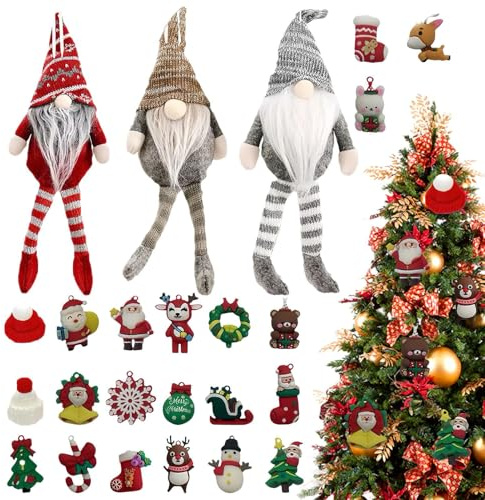 Calendrier de l'Avent,Calendrier de l'Avent 2025 Décorations Nains 24 Jours - Décorations de Collection pour Table Foyer Fenêtre Porte Festives