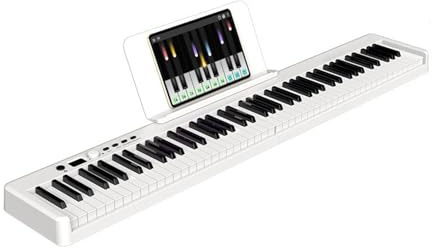 Tastiera for pianoforte elettronica Bluetooth pieghevole 88 tasti pesati Pianoforti digitali con adattatore di alimentazione, pedale, leggio, borsa for principianti(White)