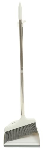 VILLCASE Juego de Escoba y Recogedor Resistente Hogar Mango Ergonómico Largo Kit de Limpieza para Pisos de Madera Baldosas y Cemento Set de 2 Piezas para Uso Interior y Exterior
