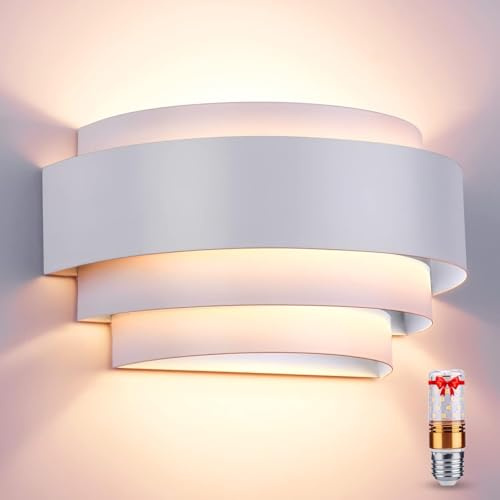 LED-Wandleuchte E27 Moderne mit Auf- und Ab-Licht- und Schatteneffekten | Metall-Wandlampen für den Innenbereich LED-Wandleuchten für Wohnzimmer, Treppenhaus, Flur, Schlafzimmer (Warmes Licht)