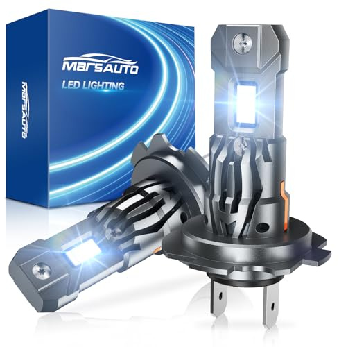 Marsauto Ampoule Led H7 40000LM, H7 LED 1:1 Mini Size, Remplacement pour Halogènes, 800% Brightness 6500K 12000RPM Cooling Fan, Plug and Play, Lot de 2