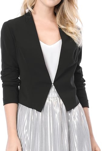 Allegra K, Damjacka med öppen framsida för kontor arbete fritid lätt sommar crop blazer