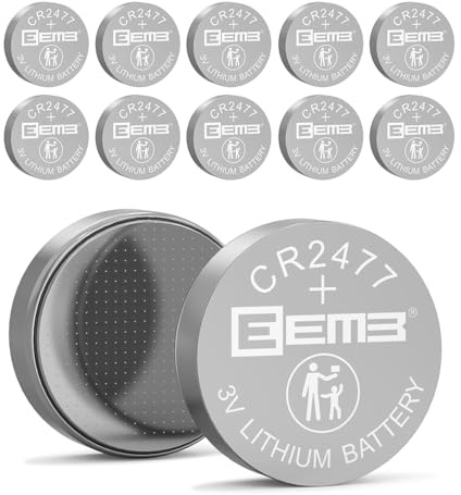 EEMB CR2477 Batteria Bottone al Litio 3V 1100mAh, Pila CR 2477 DL2477 ECR2477, Confezione da 10