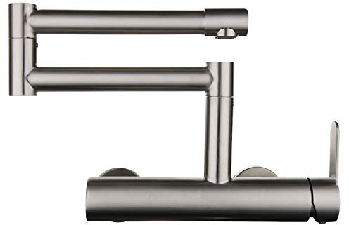 HomeLava Faltbar Wandarmatur Küchenarmatur Wandmontage Spültischarmatur Einhebelmischer Wasserhahn Küche Armatur Wand Edelstahl Küchenarmatur Matt