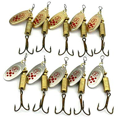 10 Pièces Leurre Pêche à Cuillères avec Une Lame De 10 x 7 G Tourner Fort Le Remorquage Et Leurre Brochet Truite Basse