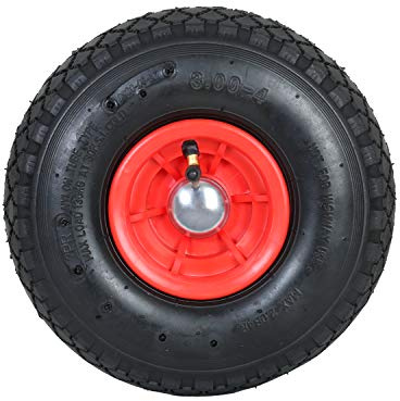 Frosal Luftrad mit Radbefestigung | Ersatzrad Bollerwagen 260x85 mm 3.00-4 | Rad für Sackkarre | Bollerwagenrad | Sackkarrenrad inkl. Achsstopfen | Radkappe | Rollenlager | Nabe 20mm/60mm (1 Stück)