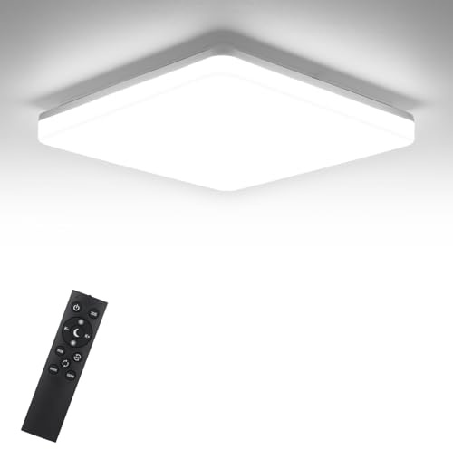 LEOEU 24W LED Deckenleuchte Dimmbar, IP54 Wasserdicht Badezimmer Lampe mit Fernbedienung, 2400LM 3000-6500K Deckenbeleuchtung für Schlafzimmer Wohnzimmer Küche Keller Balkon