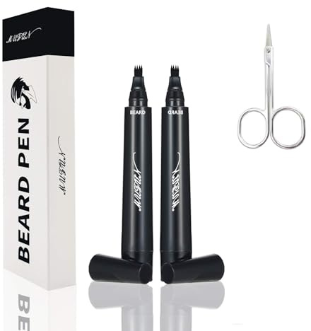 2PCS Beard Pencil Filler for Men - Sweat Proof, Water Resistance, Long Lasting & Natural Finish barber Pencil, Mustache Repair Shape(BLACK)