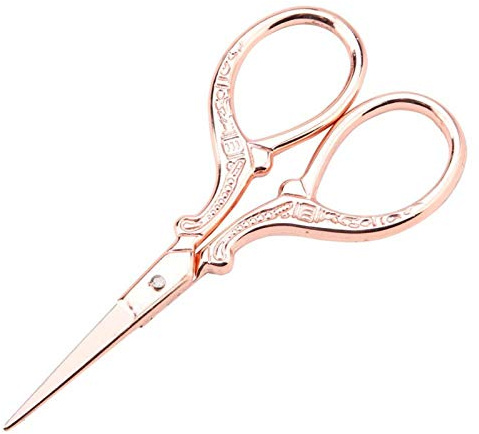 Tyenaza Forbici da Ricamo, Forbici da Cucito Punta Affilata in Acciaio Inossidabile Vintage Strumenti Europei fai da te Forbici da Sarta per Ricamo in Tessuto ad Ago(Oro rosa)