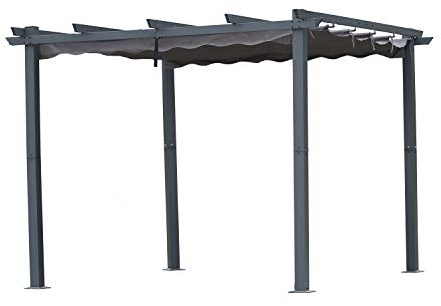 Aluminum 3x3M Pergola with Retractable Roof Canopy Grey