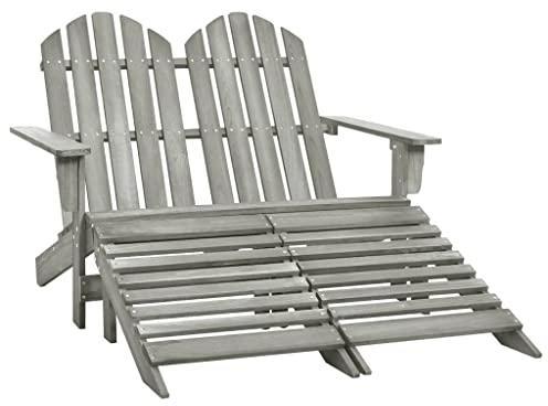 vidaXL Tannenholz Adirondack Gartenbank 2-Sitzer mit Fußstütze Deckchair Liegestuhl Gartenstuhl Stuhl Sonnenliege Parkbank Sitzbank Grau