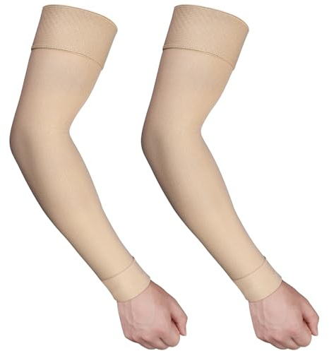 Ailaka Manchon de bras comprimé médical pour hommes et femmes, 20-30 mmHg de ruban silicone de support de bras entier, support de bras comprimé gradué pour soulager la douleur, le gonflement