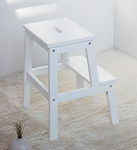 DASHADAO Tritthocker aus Holz, multifunktionale Stühle, Heimleiter, einfach, zweilagig, 6 Farben, Tritthocker in 2 Größen (Farbe: Weiß, Größe: 39,5 x 50 x 36 cm)