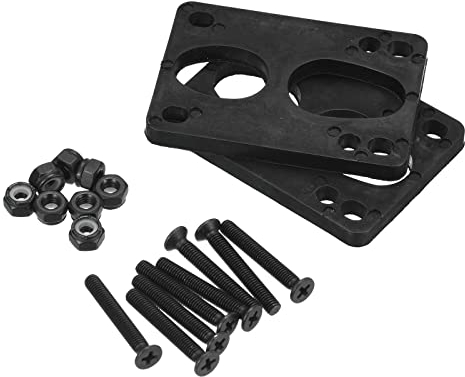 PATIKIL 2Pack Skateboard Steigrohr Polster Schrauben Set 6mm Langboard Shock Rise Pad mit Montage Schrauben Muttern Hardware Reparatur Kit für Cruiser Schwarz
