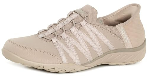 Skechers Damen Breathe Easy-Roll with Me Sneakers, Taupe Ripstop/Knit, 37 EU