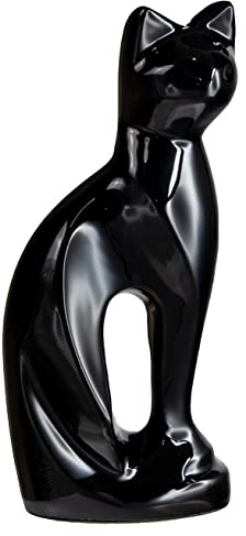 Royal Rapture Katze Figur Haustier Beerdigung Gedenkurne für Asche Charmante Metalllegierung Weiß Schwarz Bronze Braun Perle Katze (Black Cat)
