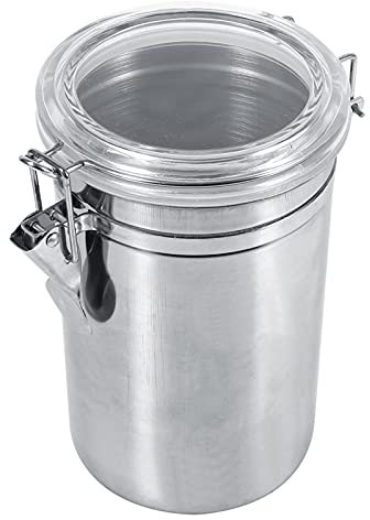 Contenitore per Caffè in Acciaio Inossidabile, Contenitore per Alimenti in Acciaio con Coperchio e Morsetto di Bloccaggio Barattolo per Cereali da Cucina Sigillato Sottovuoto per Caffè Tè Noci(XL)